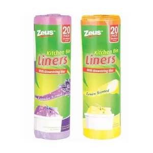 Túi Rác Có Dây Kéo Hương Hoa Oải Hương/Chanh, Kitchen Bin Liners with Drawstring Ties, Lavender/Lemon Scented, 20 Cái (50 x 65cm) - ZEUS